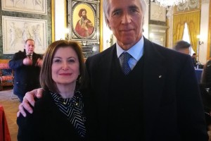 Carla Demaria, Presidente UCINA, e Giovanni Malagò, Presidente CONI, alla Giunta del CONI svoltasi a Genova