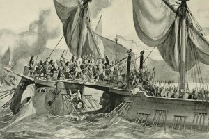 Scontro in mare tra le flotte romana e cartaginese