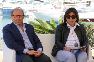 Anna Cannavacciuolo e Agostino Gallozzi, rispettivamente Direttore e Presidente del Marina d’Arechi SpA, durante la presentazione del Salerno Boat Show