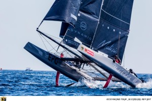 Problemi di foil per Malizia - Yacht Club de Monaco. Foto: Jesus Renedo / GC32 Racing Tour