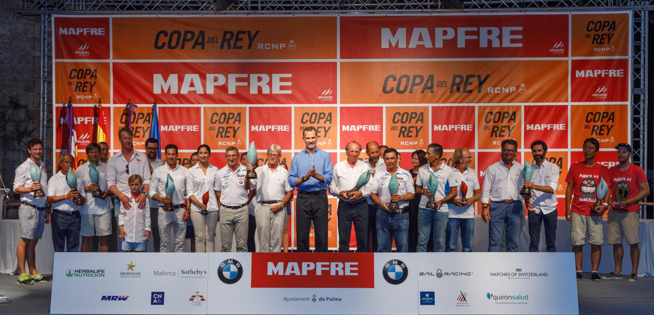 H.M. Felipe of Spain with the winners of the 36th Copa del Rey, Mallorca, Spain