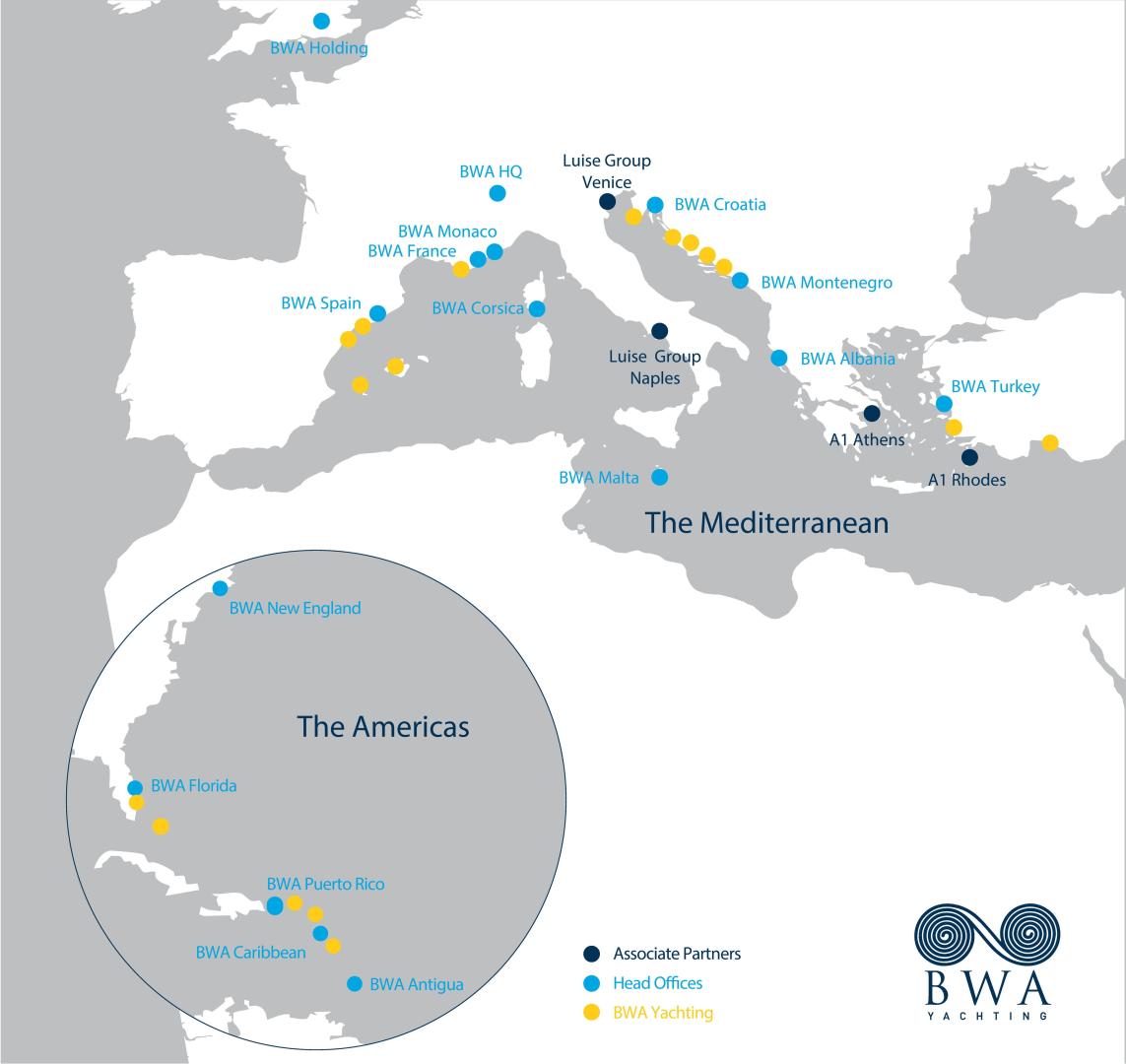 BWA Yachting extends Mediterranean network with A1 Yachting and Luise Group tie ups