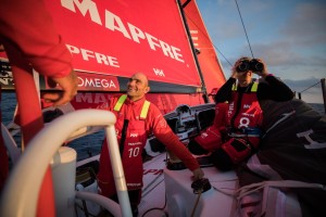 MAPFRE, skippered by Xabi Fernández, wins the Prologue leg of the Volvo Ocean Race 2017