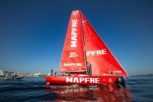 MAPFRE crossed the finish line in second place, 2 hours and 33 minutes behind the winners in Leg1 of the Volvo Ocean Race