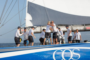 A jubilant team on CQS after arriving in Grenada and completing the RORC Transatlantic Race © RORC/Arthur Daniel