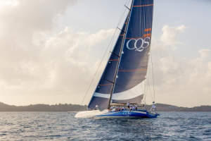Leading from start to finish: Ludde Ingvall's CQS is the first of the 22-boat record fleet to finish the 4th RORC Transatlantic Race in Grenada and the team received a warm spice island welcome © RORC/Arthur Daniel