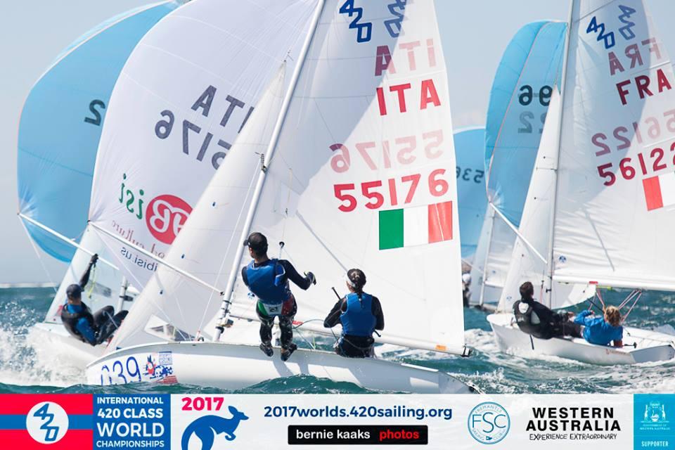 Race day 2 at the 420Worlds with Demi Rio/Matteo Matteo Barison (ITA) and Jessie Kampman/Victor Mas (FRA)