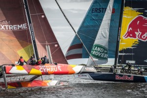 Team Extreme Wales battling it out with top teams in the Extreme Sailing Series™ Cardiff Act 2017