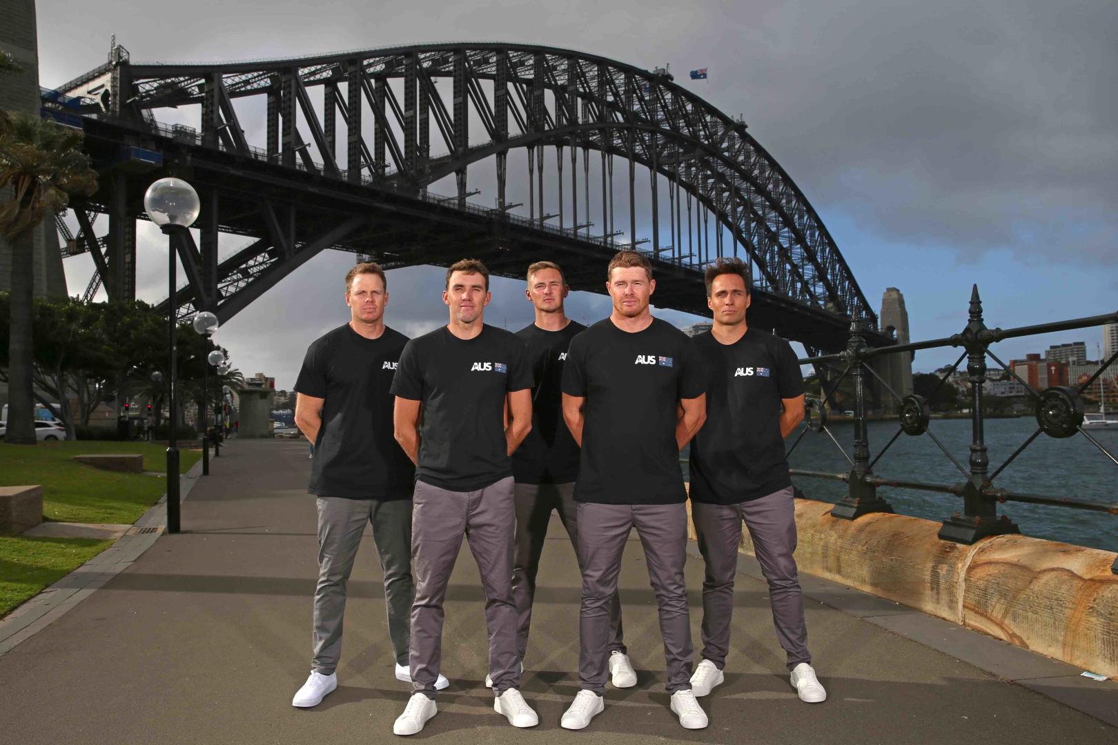 The Australia SailGP Team from L to R: Sam Newton, Jason Waterhouse, Kyle Langford, Tom Slingsby & Ky Hurst