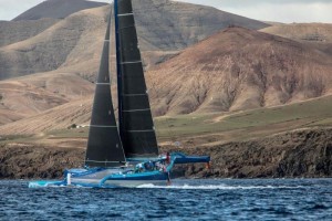 Peter Cunningham's MOD70 PowerPlay (CAY) skippered by Ned Collier Wakefield heads for Grenada after the start off Marina Lanzarote, Arrecife, Lanzarote