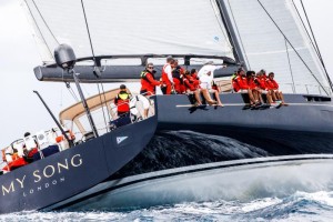 My Song, the largest yacht in the 2018 RORC Transatlantic Race arrives at the finish in Grenada