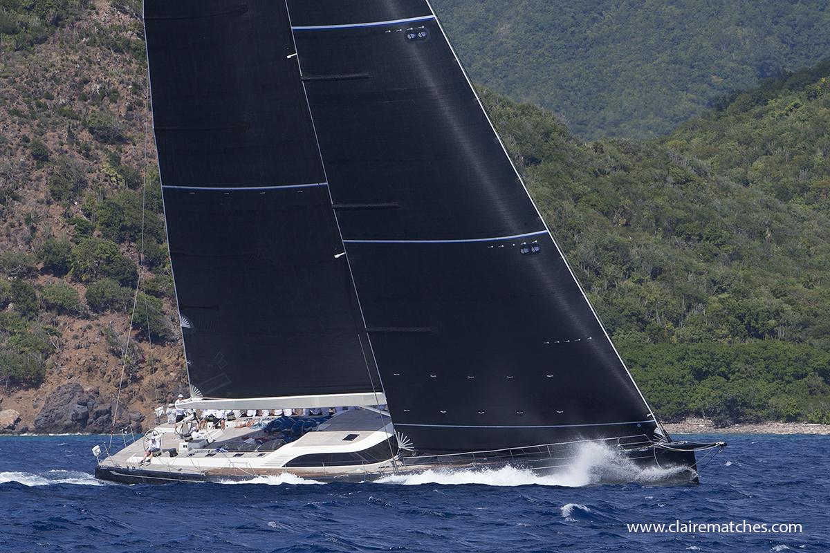 The 112ft (34m) sloop Nilaya, with Filip Balcaen at the helm
