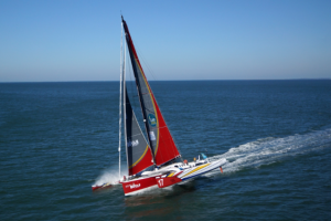 Multi50 Rayon Vert is skippered by Route du Rhum sailor Alain Delhumeau (FRA), with his son Johan Delhumeau ((FRA) as co-skipper and a crew of friends from Guadeloupe