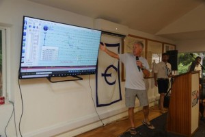 Andiamo's skipper Mike Broughton at a weather update held during the Skippers' Briefing