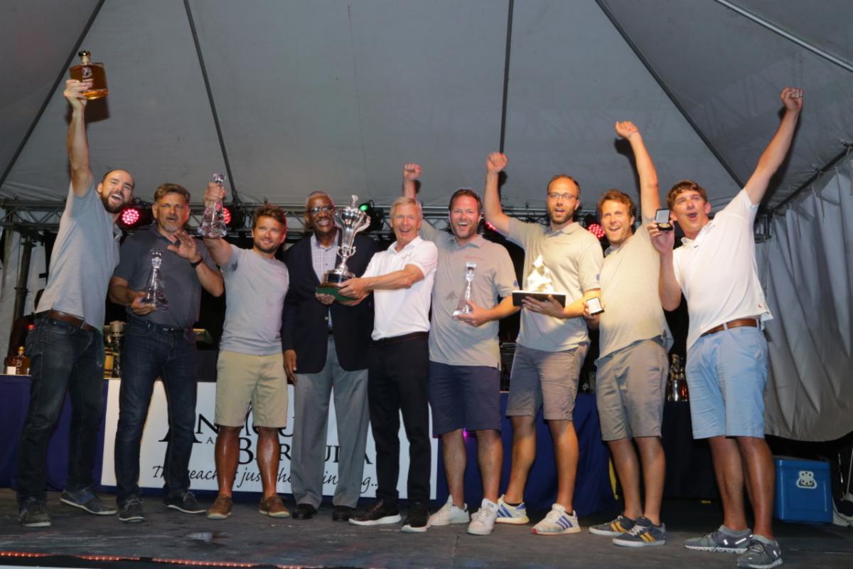 Tilmar Hansen and team on his TP52 Outsider win the RORC Caribbean 600 Trophy (1st IRC Overall) - the first German boat to do so in the 12-year history of the race