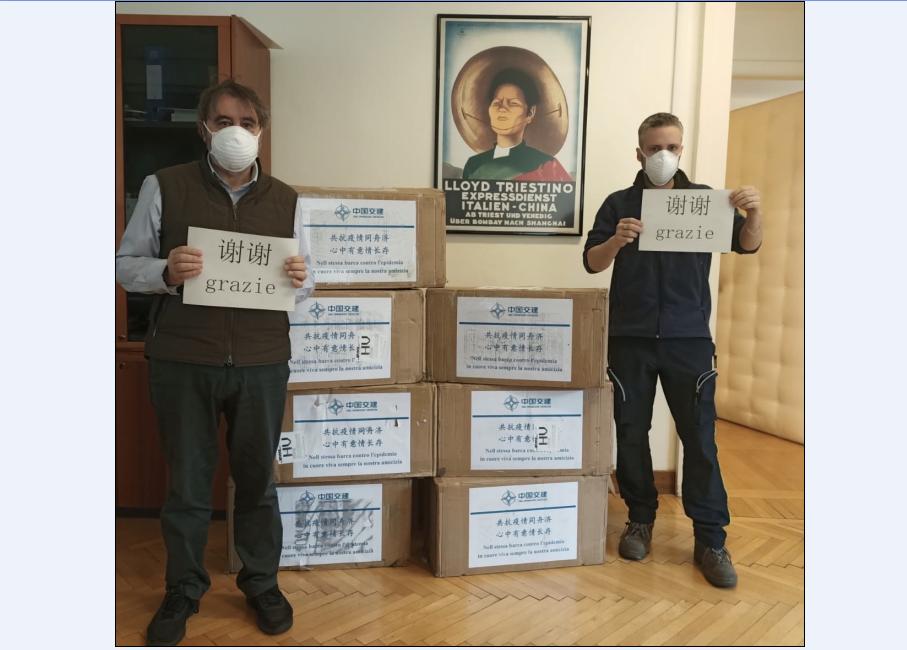 Dalla Cina 10 mila mascherine per i lavoratori del porto di Trieste