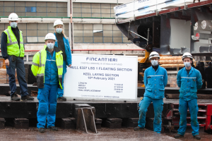 Fincantieri keel-laying of the forward section of Jacques Chevallier