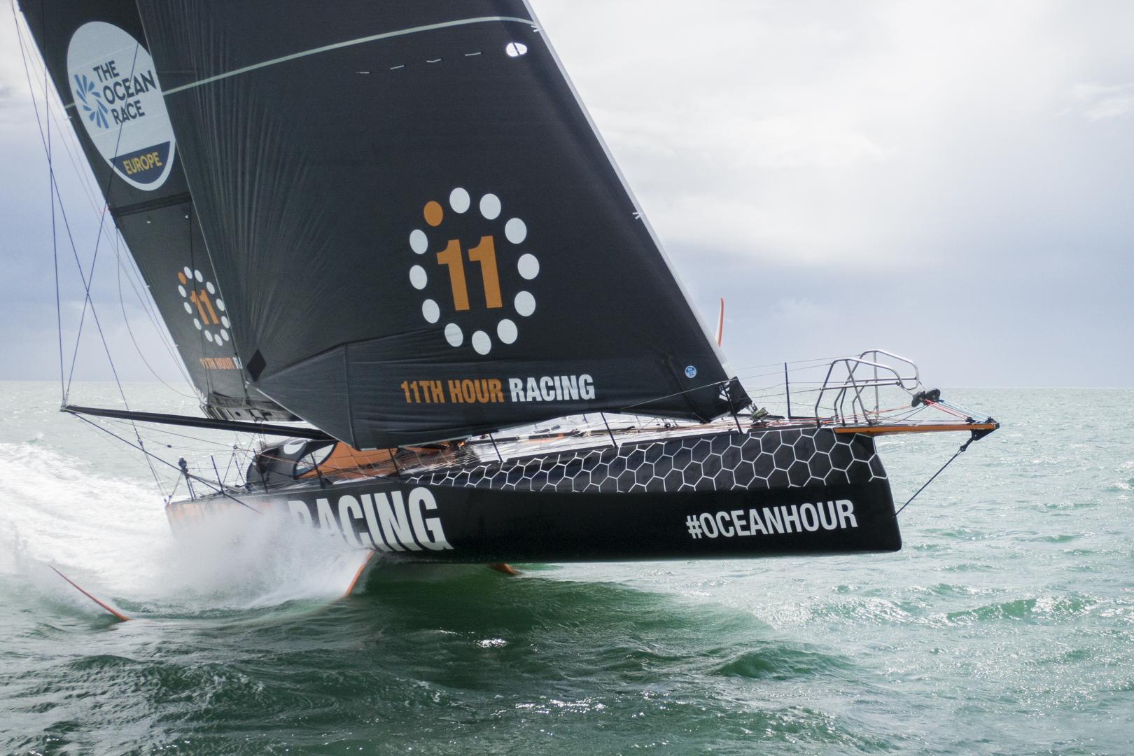May 22, 2021. 11th Hour Racing Team sailing in Concarneau, France in the lead up to the start of The Ocean Race Europe.