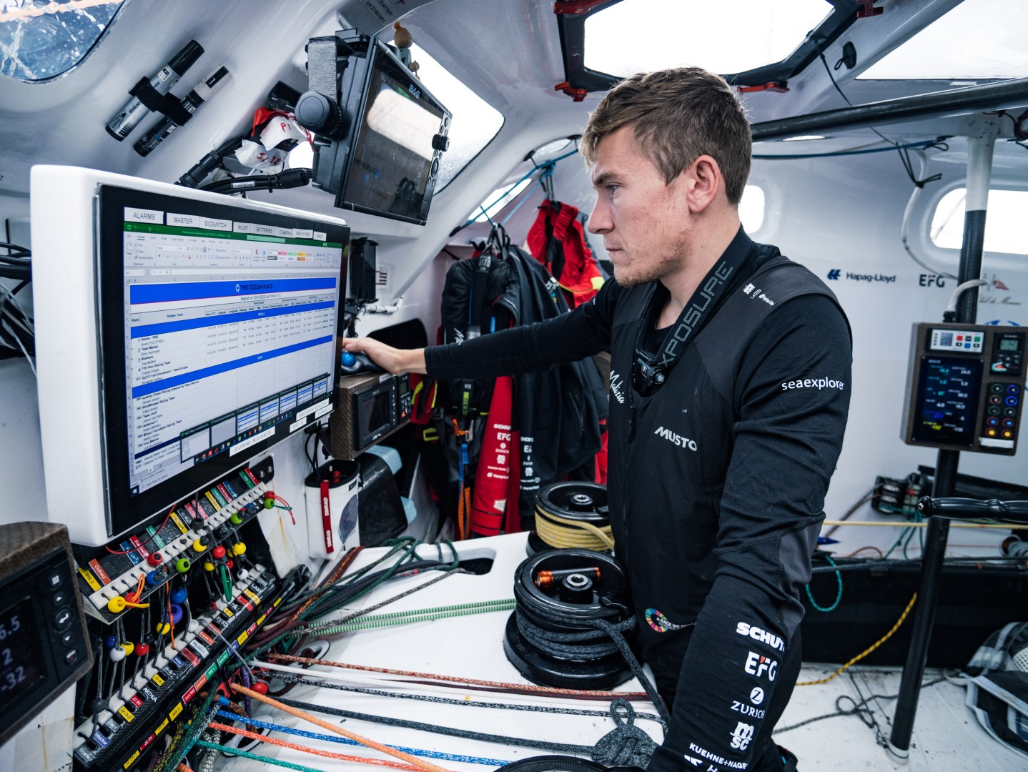 Leg 3 onboard Team Malizia. Will Harris checking technical details on screen.
© Antoine Auriol