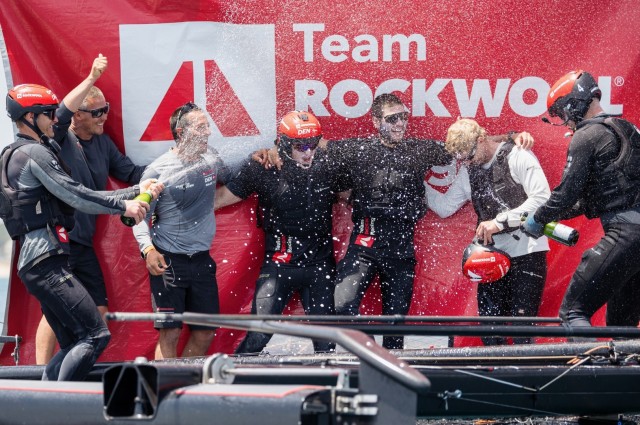 Above: Celebrations for the crew of Team Rockwool Racing. Photo: Tó Mané / GC32 Racing Tour