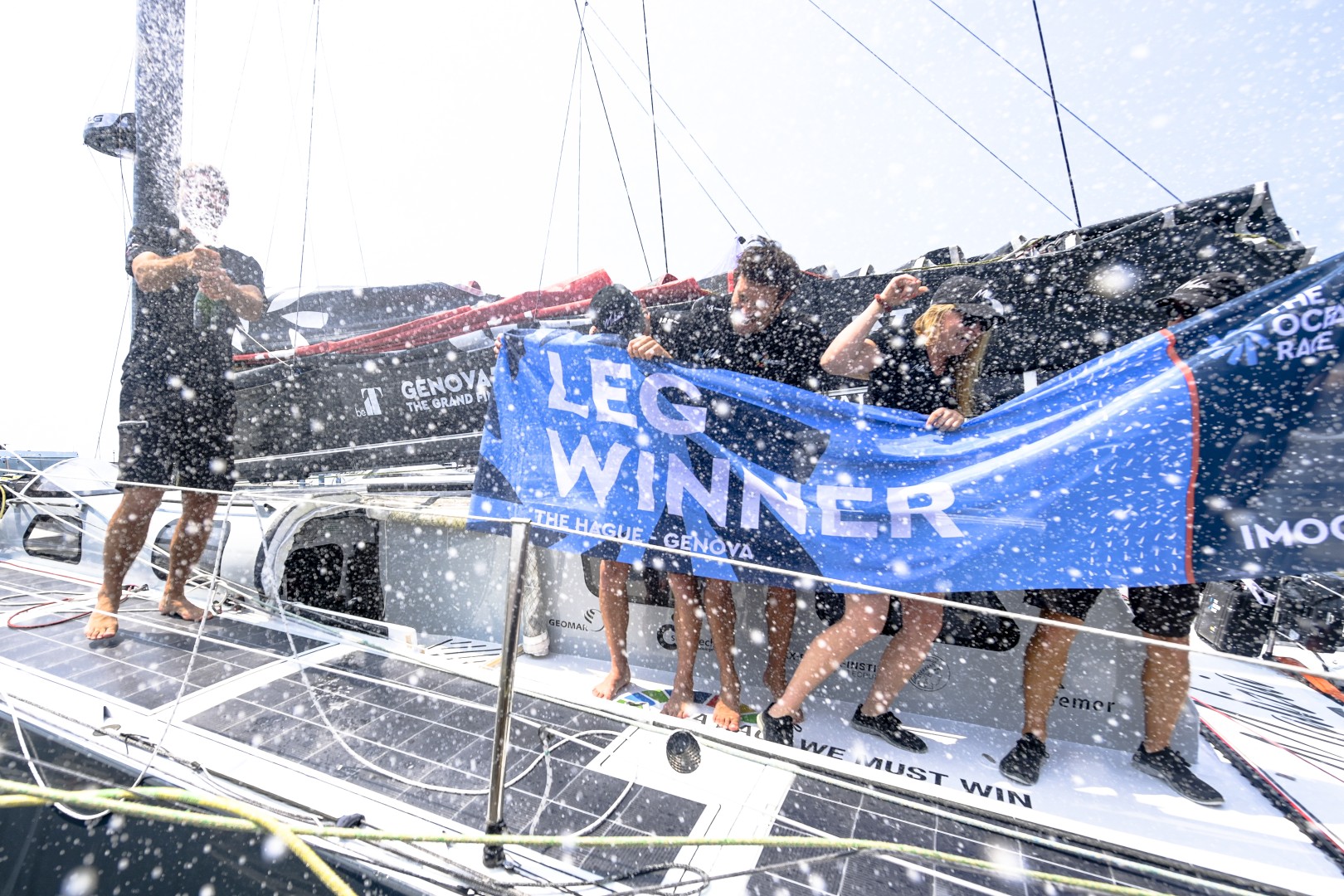 Team Malizia arriving in the first position to Genova, Italy. Arrival: 27/06/2023 11:17:51 UTC, Race time : 11d 19h 02min 51s.
© Sailing Energy / The Ocean Race