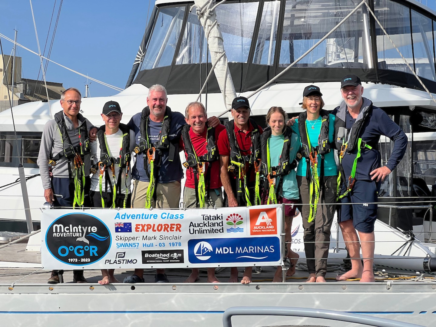 Crew of Explorer AU (28) slip lines for 1,500nm race qualifier. One crew spot available on Leg 1 Southampton to Cape Town. (OGR2023 Sayula Class Entry) Photo Credit: Don McIntyre/ OGR2023