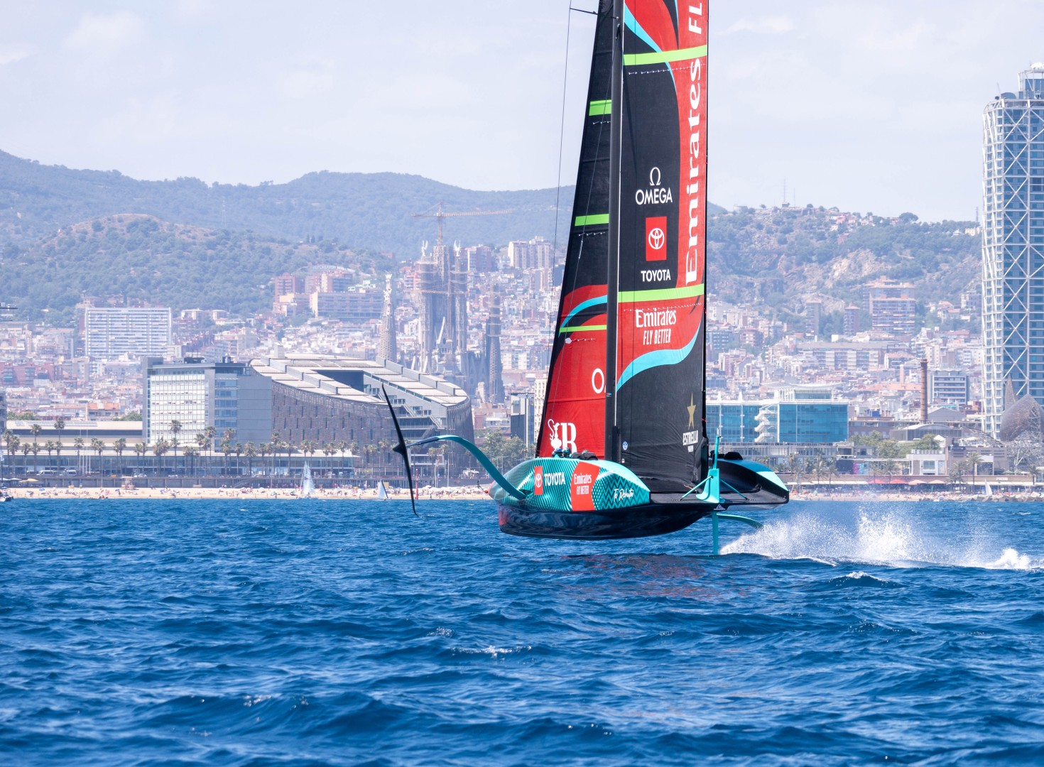 Emirates Team New Zealand take to the waters of Barcelona
