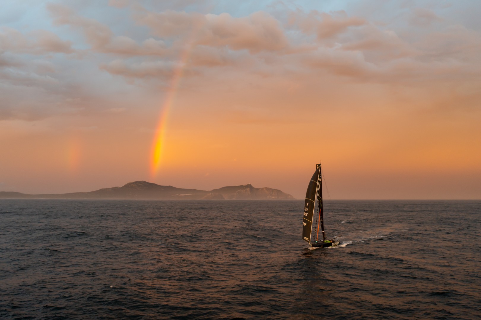 The Ocean Race 2022-23 - 4 March 2023, Leg 2, Day 6 onboard Guyot environnement - Team Europe. View of the african coast as they get closer to Cape Town