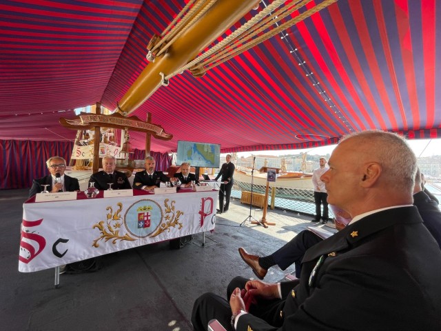 Presentazione a Trieste a bordo della nave scuola Palinuro della regata RAN 630 edizione 2024