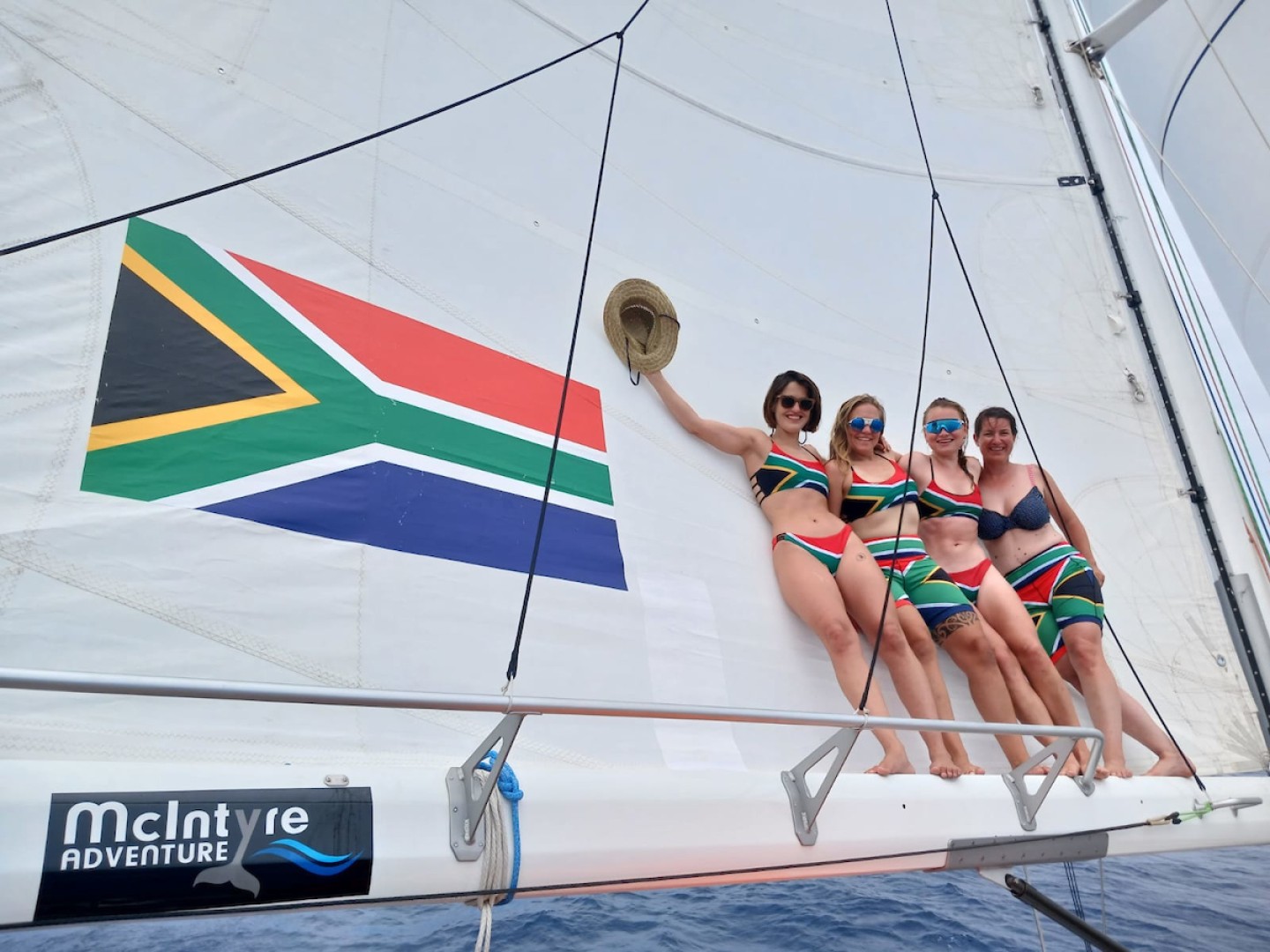 The proud South African yacht Sterna showing their support for their team taking on the French in the World Cup Rugby quarter-finals on Sunday