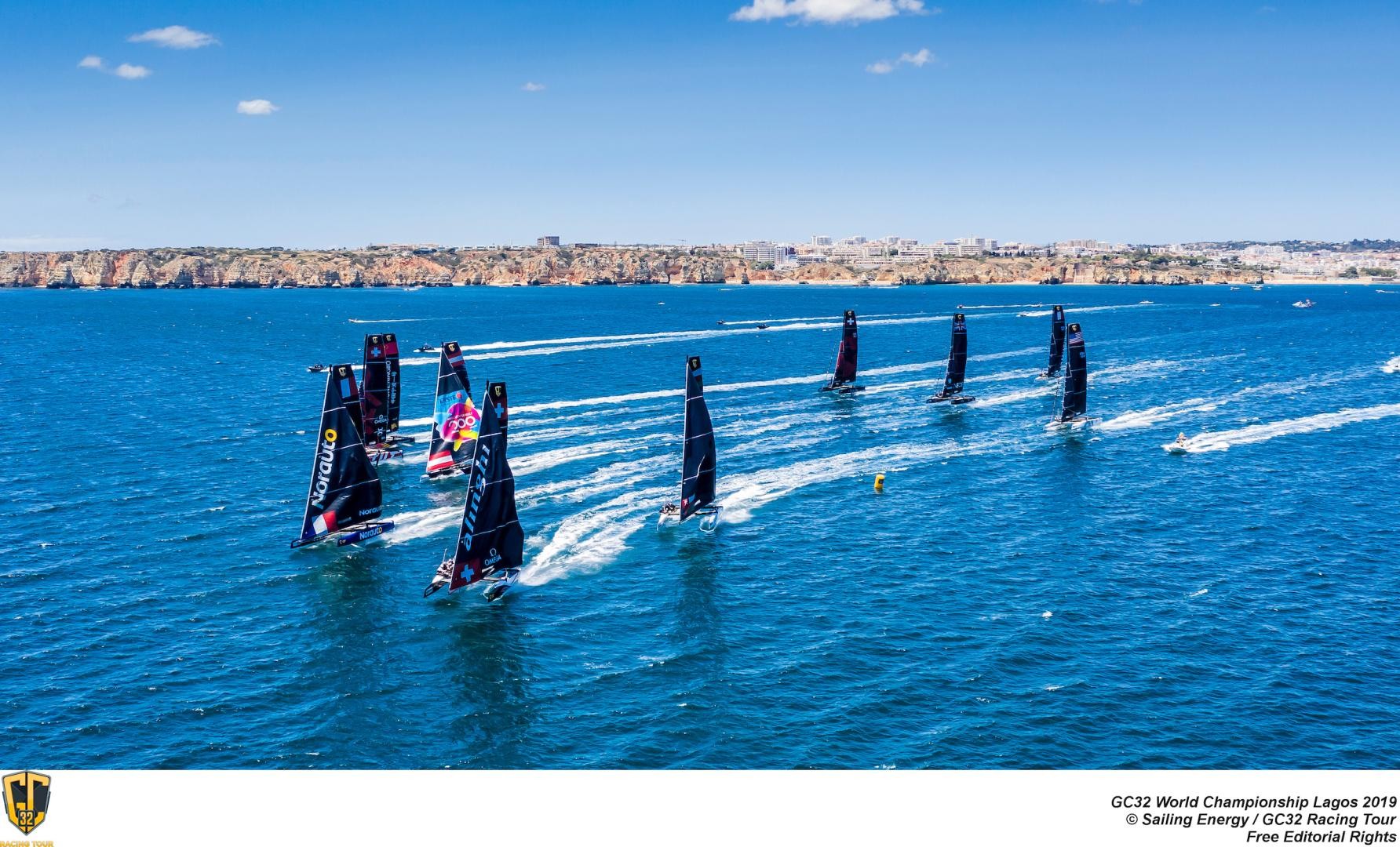 Full fleet action at the 2019 GC32 World Championship in Lagos, Portugal