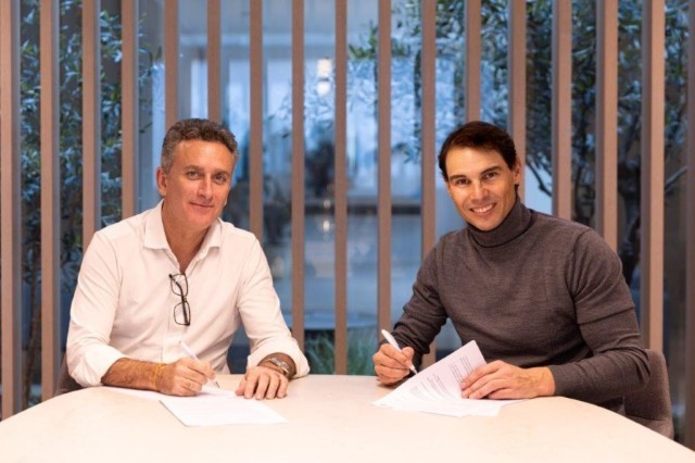 Alejandro Agag and Rafael Nadal at the signing of the contract