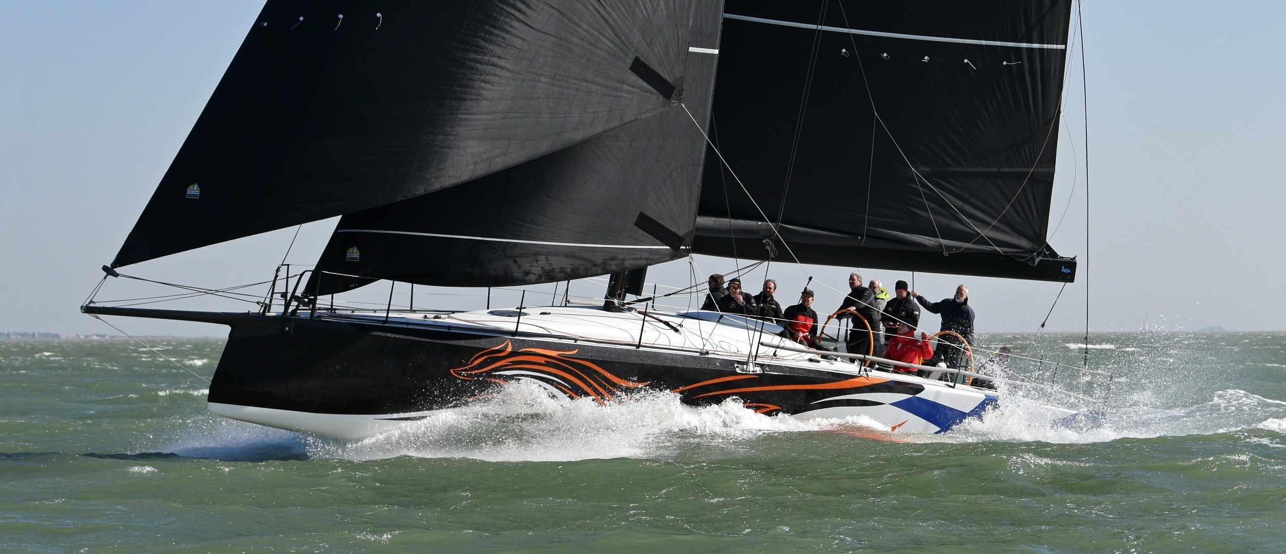 During major offshore races, the Infiniti 52 can sailed by a crew of seven. Photo: Rick Tomlinson/www.rick-tomlinson.com