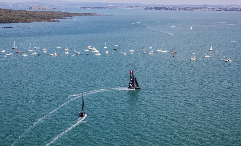 The teams racing out on the Hauraki Gulf - Auckland - New Zealand