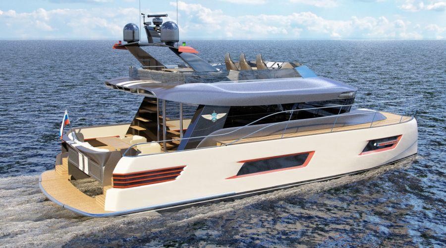 Russia Engineers Catamaran in Automobile Style for Sport Car Connoisseurs