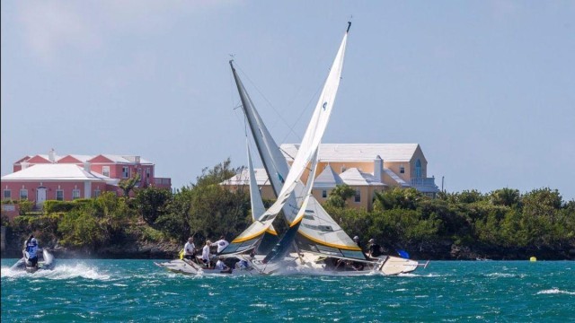 Team GAC Pindar competing in the Match Racing World Championship during the Bermuda Gold Cup 2020. Photo credit: Ian Roman
