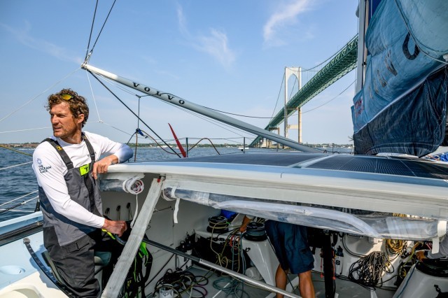 The Ocean Race 2022-23 - 21 May 2023, Leg 5, Day 1 onboard Biotherm. Skipper Paul Meilhat checking the fleet to make a decision during Newport In-Port Race.
© Anne Beauge / Biotherm / The Ocean Race