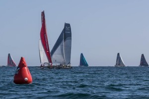 Packed Race Course as the M32s & Volvo Ocean 65 boats Race Side by Side