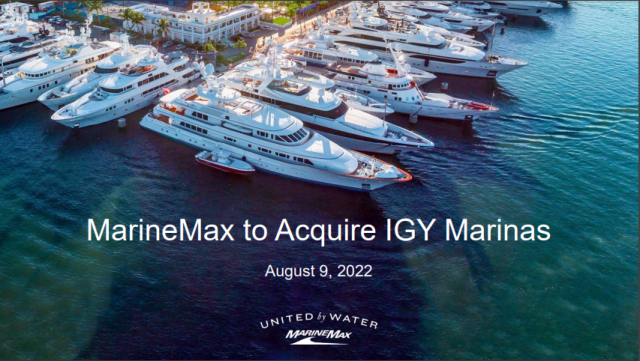 MarineMax announced to acquire Island Global Yachting Marinas