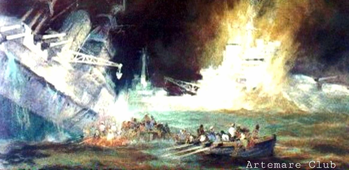 L'affondamento delle navi inglesi ad Alessandria in un quadro di Rudolf Cluadus