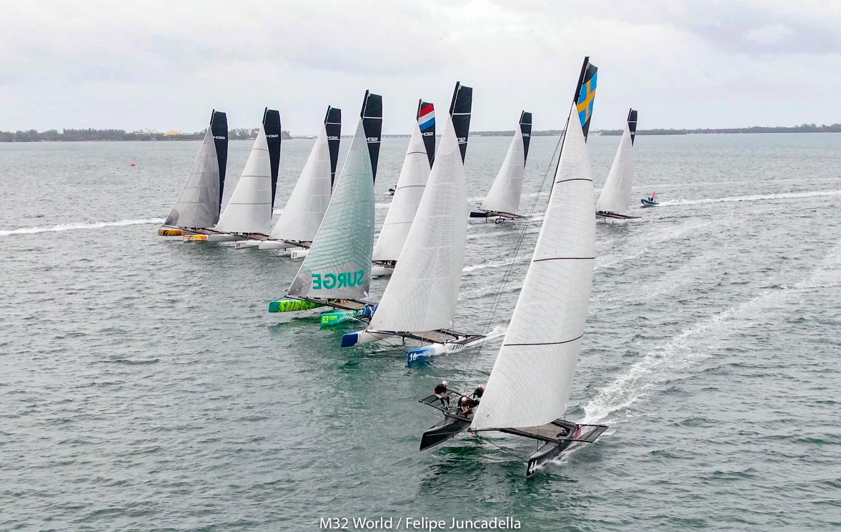 Close fleet at the World Championship in Miami. Photo: m32world/Felipe Juncadella