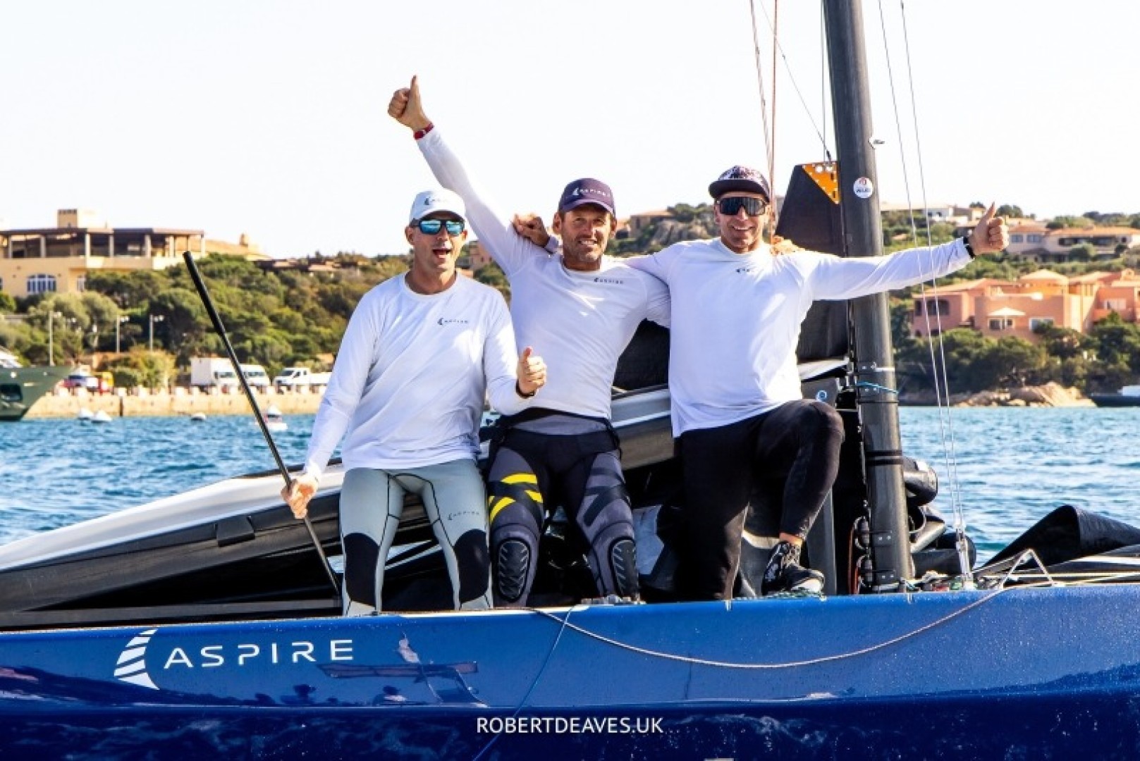 The team on Aspire, 2023 World Champions in the International 5.5 Metre Class. Photo credit: Robert Deaves