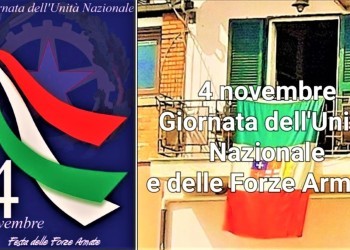 4 novembre manifesto e bandiera navale italiana a Artemare Club