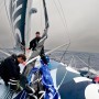 Leg 3 Day 24 onboard Biotherm. Skipper Paul Meilhat and Anthony Marchand on deck during a sail change in the Southern Ocean.
© Ronan Gladu