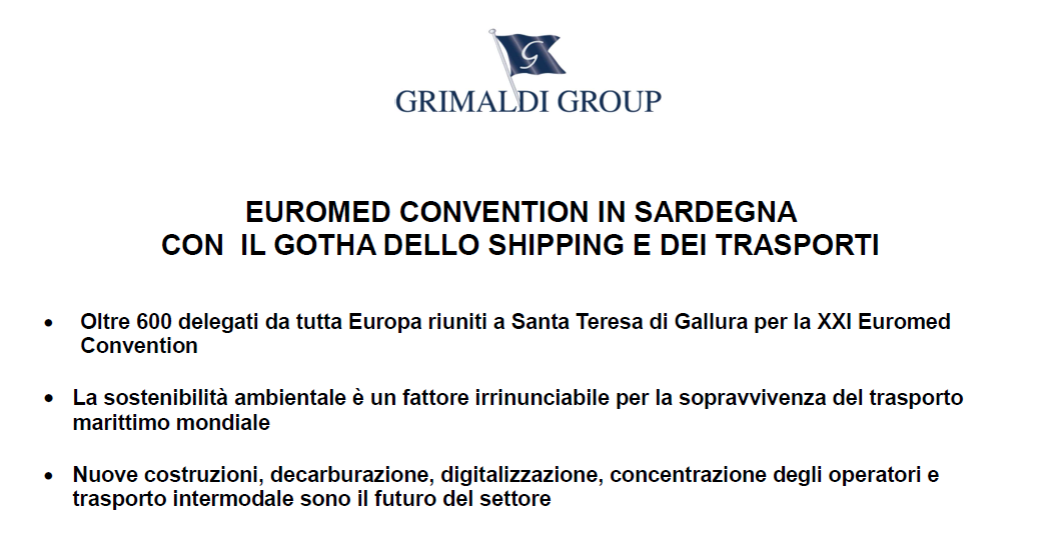 Euromed convention in Sardegna con il gotha dello shipping e dei trasporti