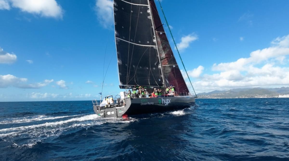 Fifth Maxi to finish the RORC Transatlantic Race - The Volvo 70 HYPR (ESP) skippered by Jens Lindner included 5 professional and 11 corinthian crew, including the youngest in the race - 18-year-old Filip Henriksson &copy; Louay Habib/RORC