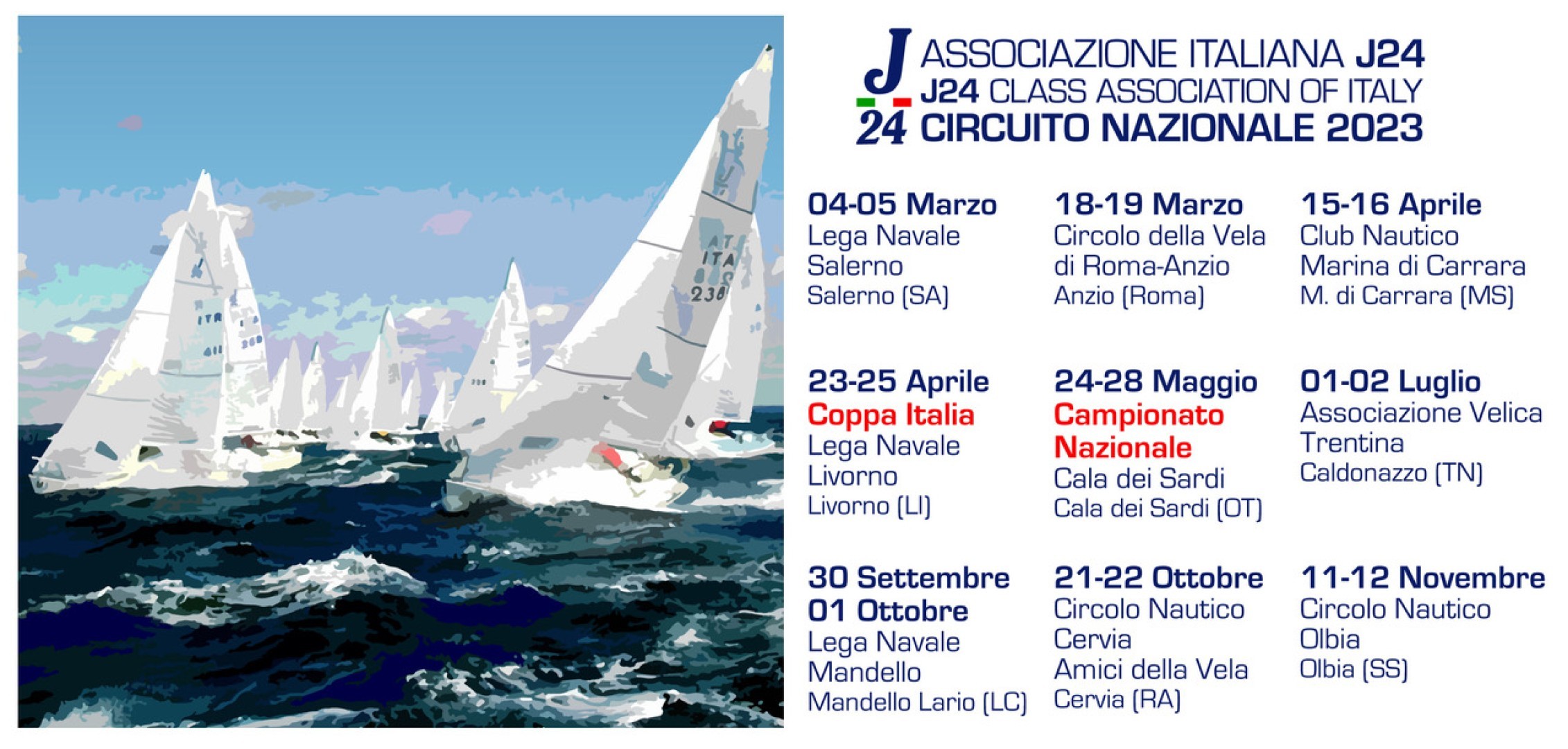 Il Circuito Nazionale 2023 della Classe Italiana J24, fra riconferme e novità