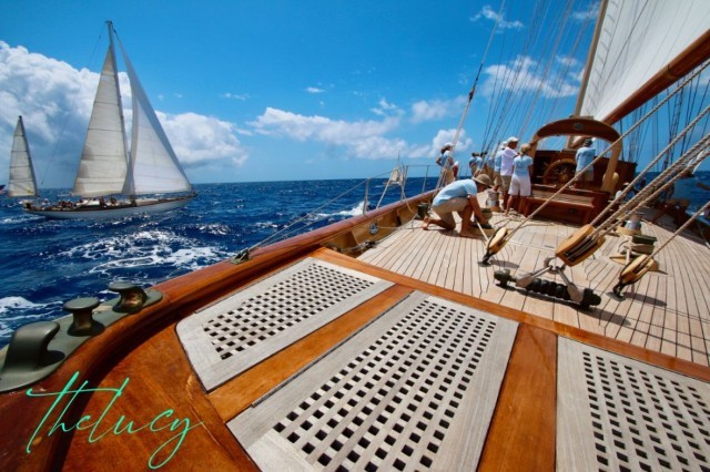 On board 178' Adix  three-masted gaff schooner