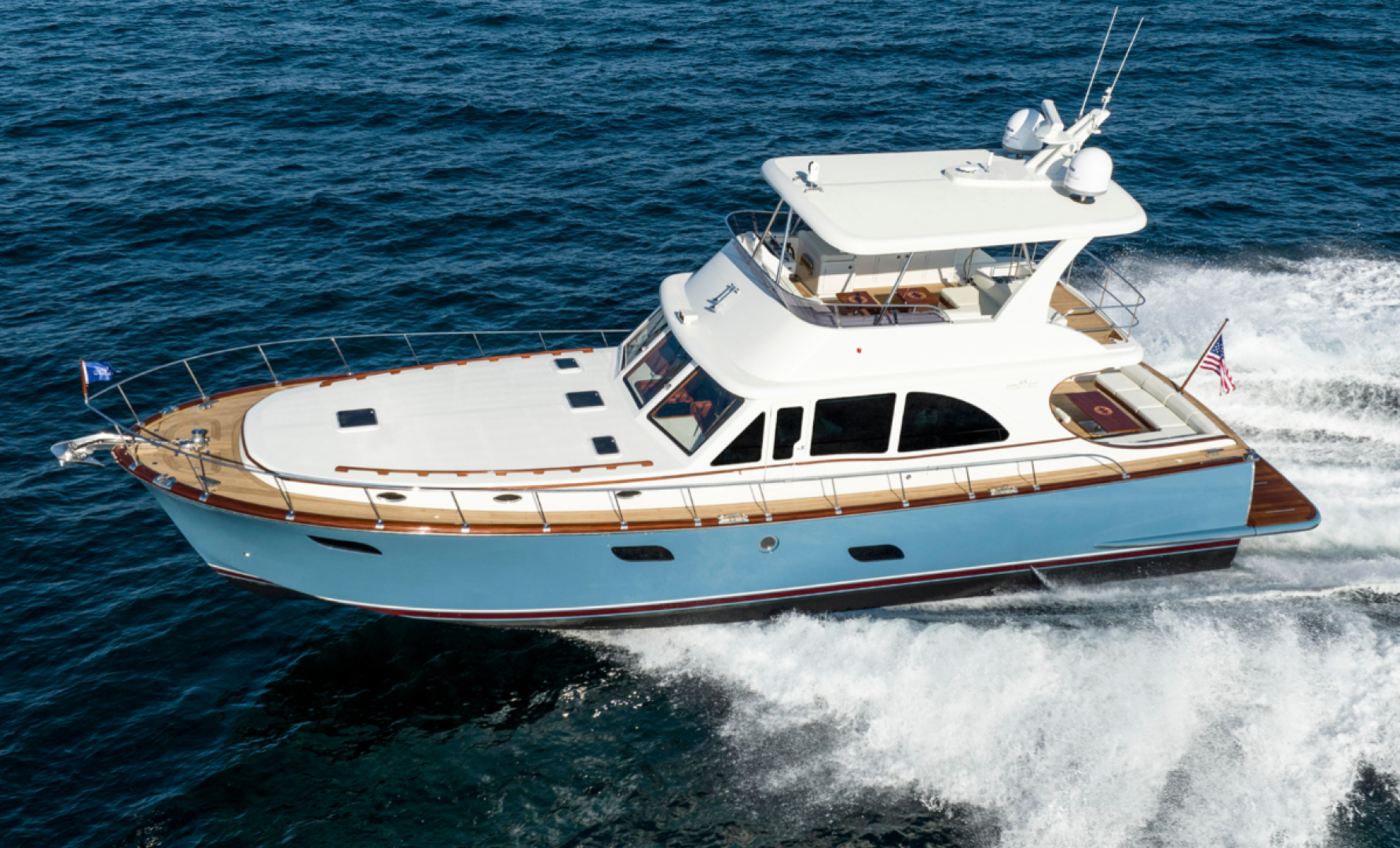 Vicem 65 Classic Flybridge, a Downeast style model that recalls the golden age of yachting