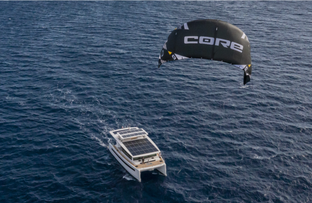 The Solar electric Silent 60 catamaran unfolds her wings